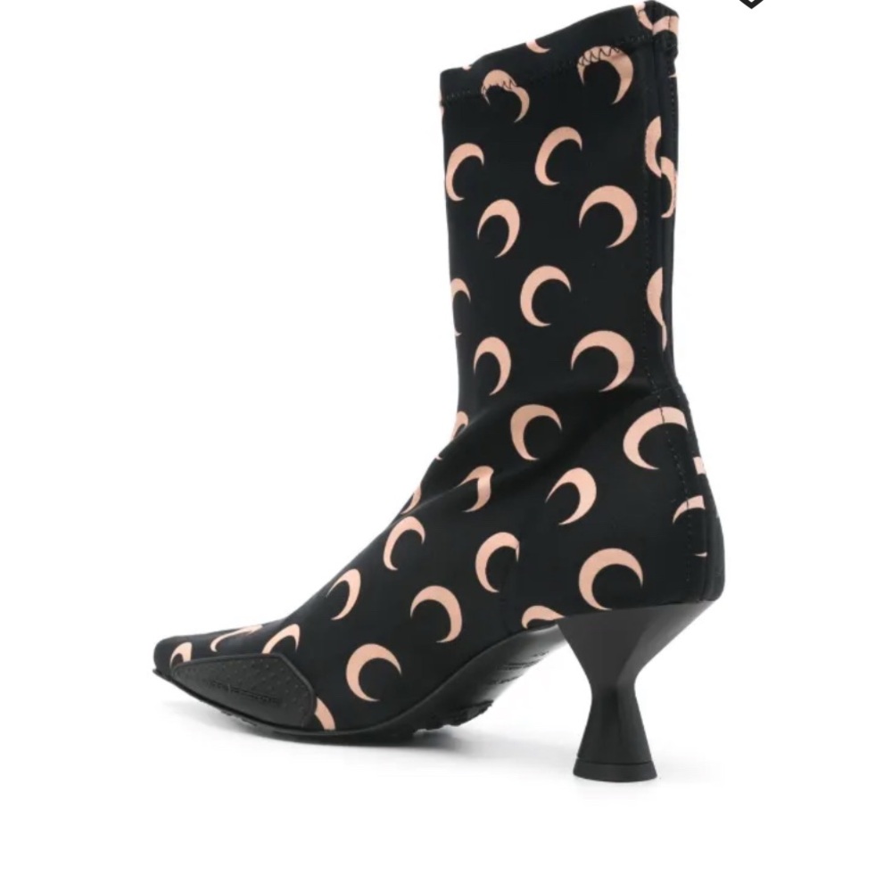 Marine Serre Black and Cream Crescent Heeled Boots